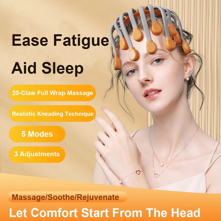 Electric Scalp Massager Head Massager Scalp with 20 Independent Massage Nodes – 5 Modes & 360° Adjustable Head Massager for Stress Relief, Scalp Relaxation, and Comfort